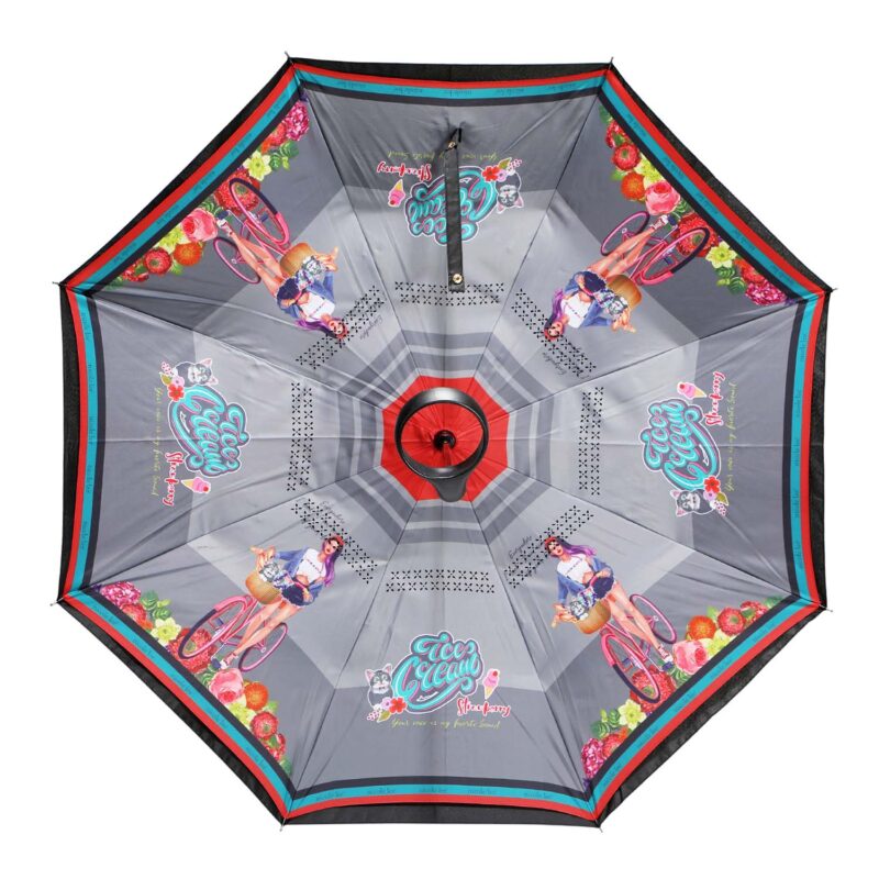Nicole Lee Γυναικεία αυτόματη ομπρέλα -BLAKELY INVERTED CUP HOLDER UMBRELLA UMB6701 COZY STREET IN MILAN ΓΚΡΙ - Image 2