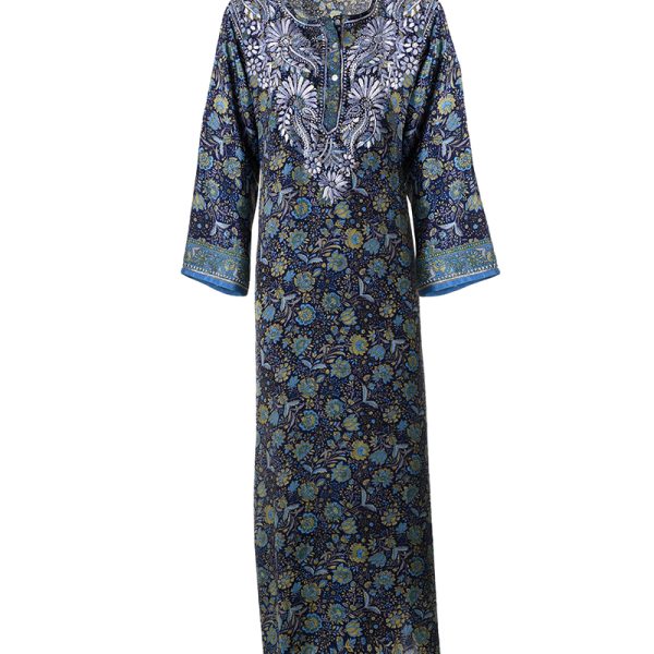 BLE TUNIC/ ΠΟΥΚΑΜΙΣΑ ΜΑΚΡΥΑ ΜΕ ΜΠΛΕ/ΠΡΑΣΙΝΑ ΣΧΕΔΙΑ ΚΑΙ ΚΟΥΜΠΙΑ ΜΑΚΡΥ ΜΑΝΙΚΙ S/M (28%SILK / 72% POLYESTER)