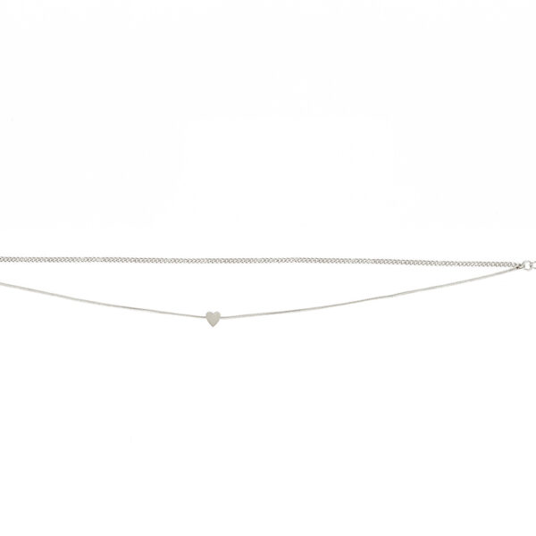 Αλυσίδα ποδιού Stainless Steel ασημί διπλή με καρδούλα