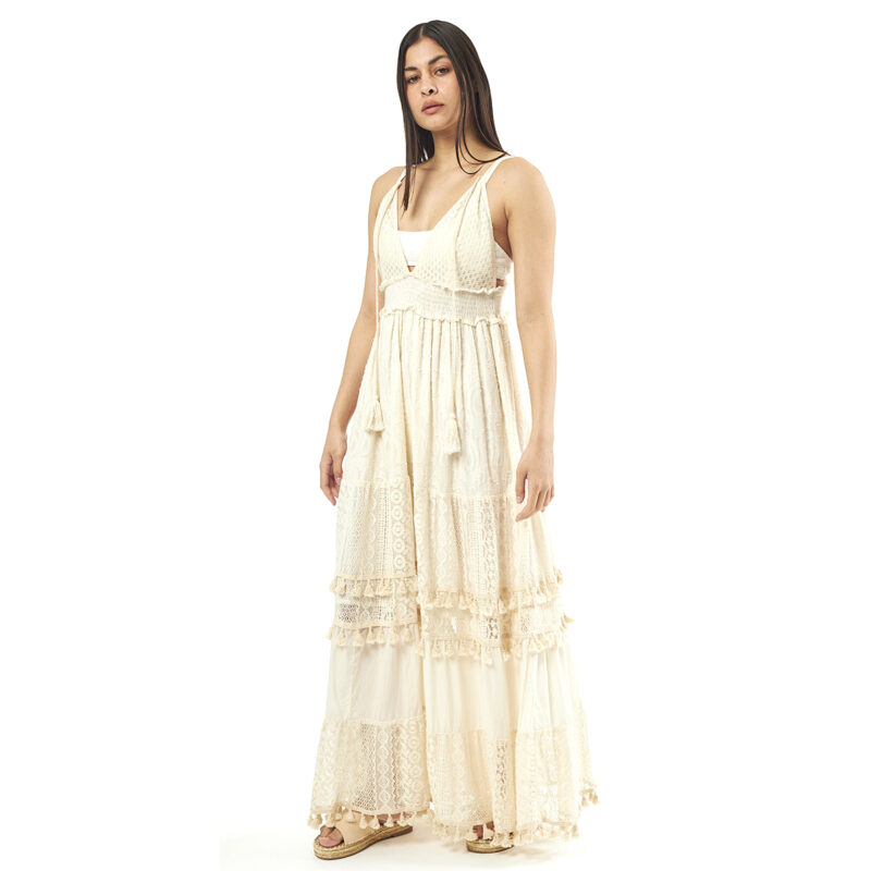 Verde Γυναικείο Φόρεμα 52-0046 90% Cotton 10% Νάιλον Ινδίας Εκρού - Image 4