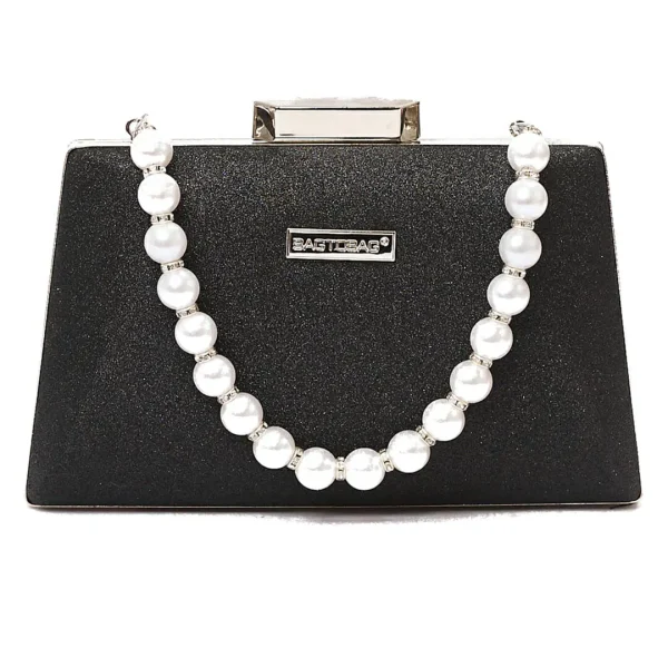 Γυναικεία Τσάντα clutch με πέρλες-21920 μαύρο