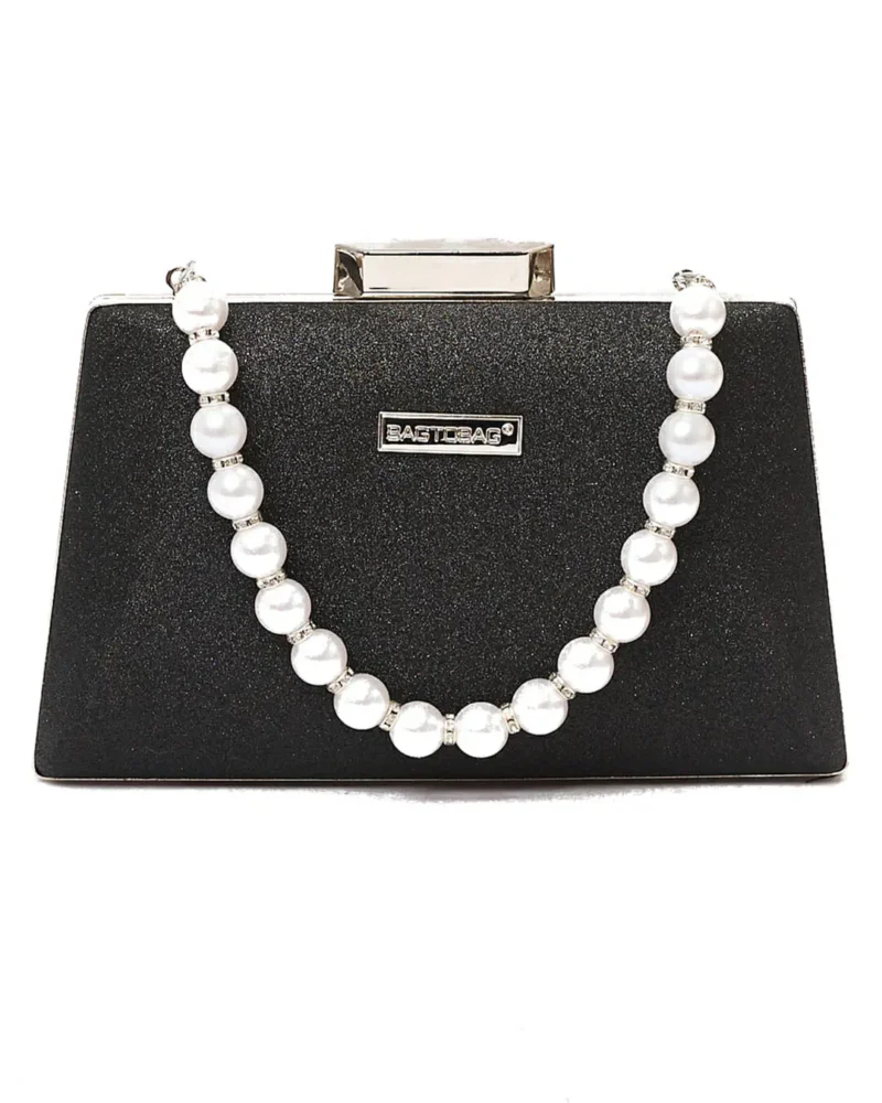 Γυναικεία Τσάντα clutch με πέρλες-21920 μαύρο