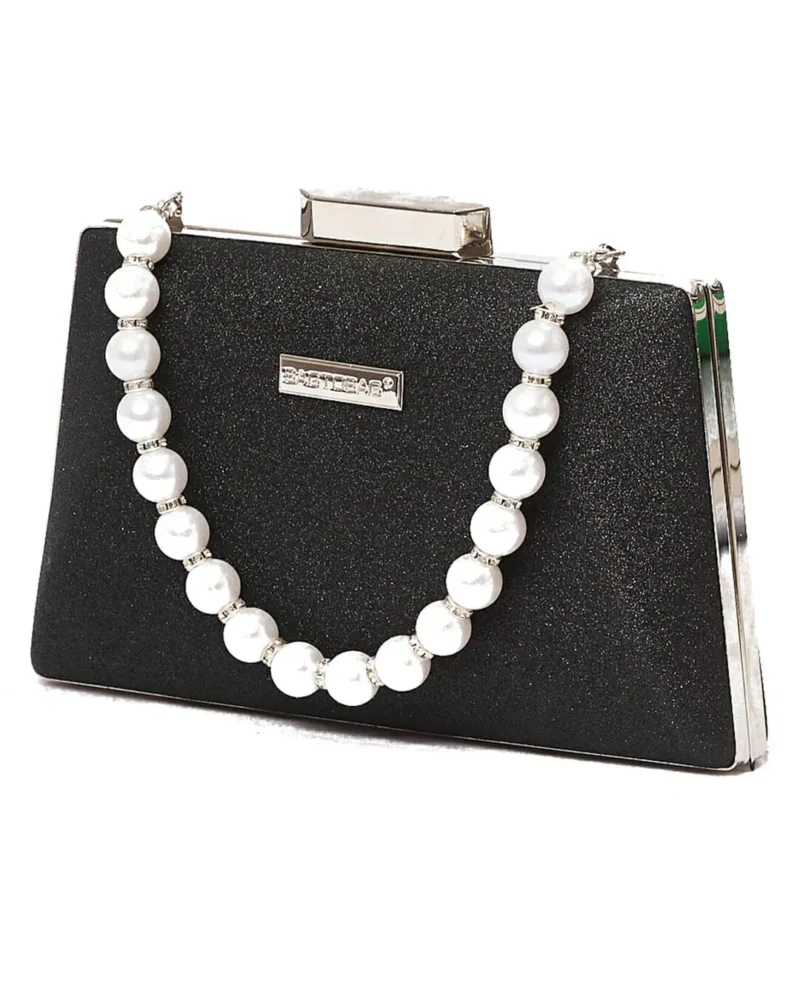 Γυναικεία Τσάντα clutch με πέρλες-21920 μαύρο - Image 2