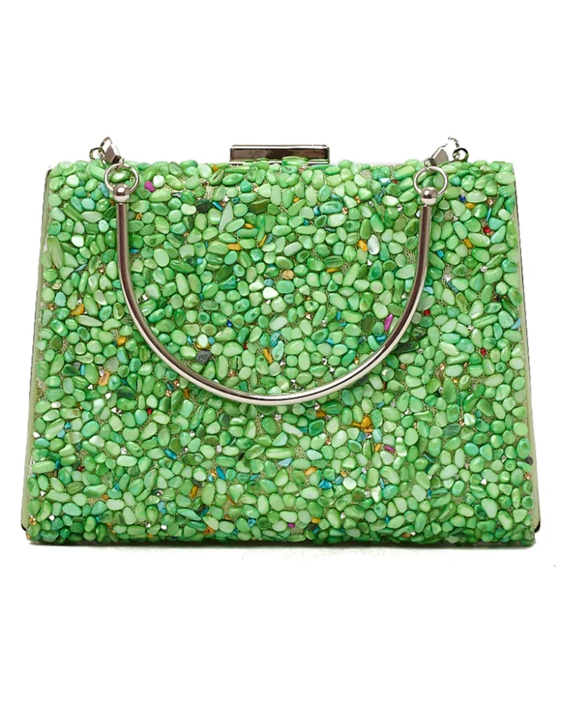 Γυναικεία τσάντα φάκελος clutch με χερούλι-21902 Πράσινο