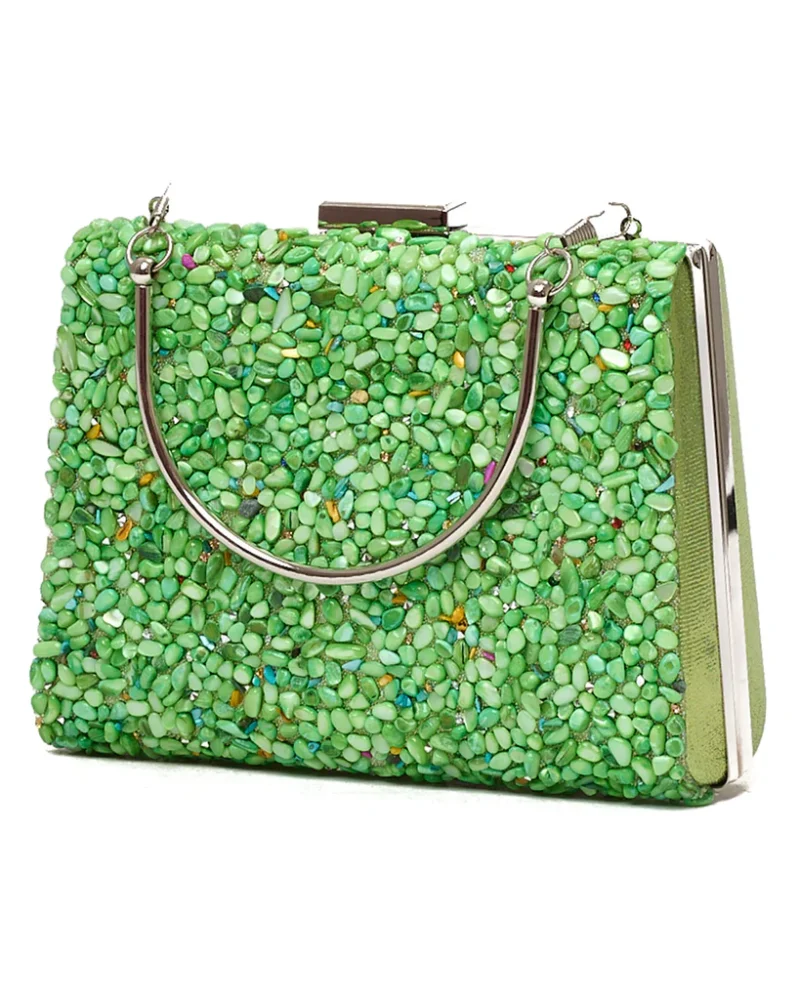 Γυναικεία τσάντα φάκελος clutch με χερούλι-21902 Πράσινο - Image 2