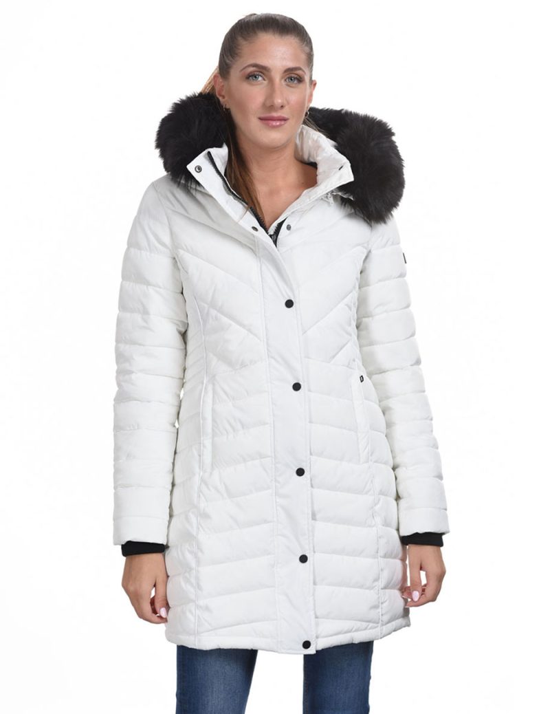 Biston fashion γυναικείο μπουφάν μακρύ 44-101-007C WHITE