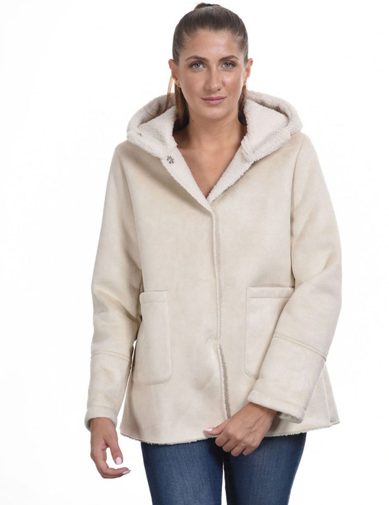 Biston fashion γυναικείο πανωφόρι κοντό 44-101-035 DK BEIGE