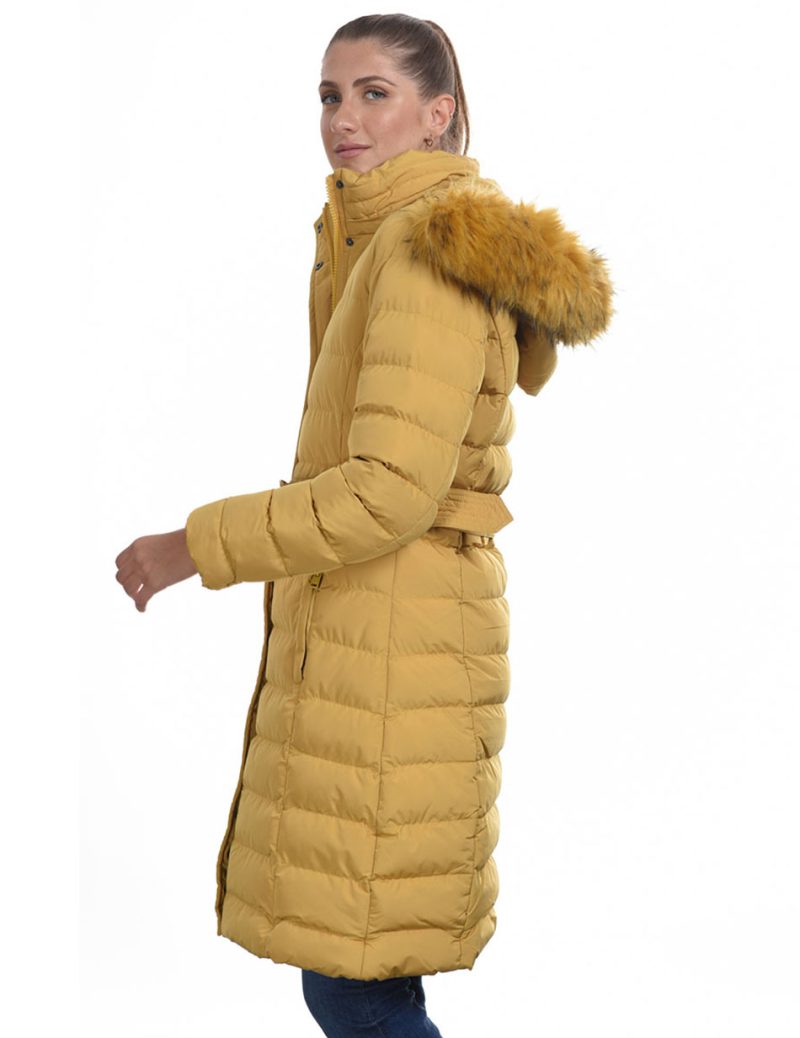 Biston fashion γυναικείο μπουφάν μακρύ 44-101-062C OCHRE - Image 2