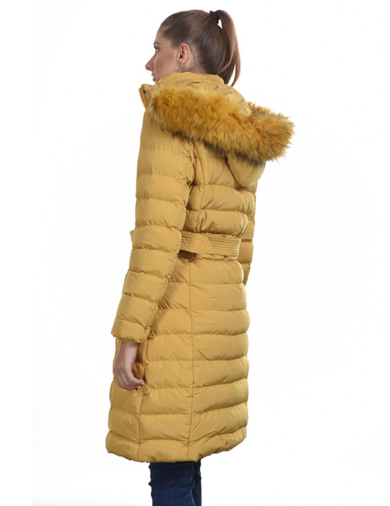 Biston fashion γυναικείο μπουφάν μακρύ 44-101-062C OCHRE - Image 3