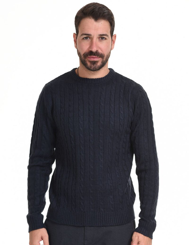 Smart fashion ανδρική πλεχτή  μπλούζα 44-206-004 NAVY