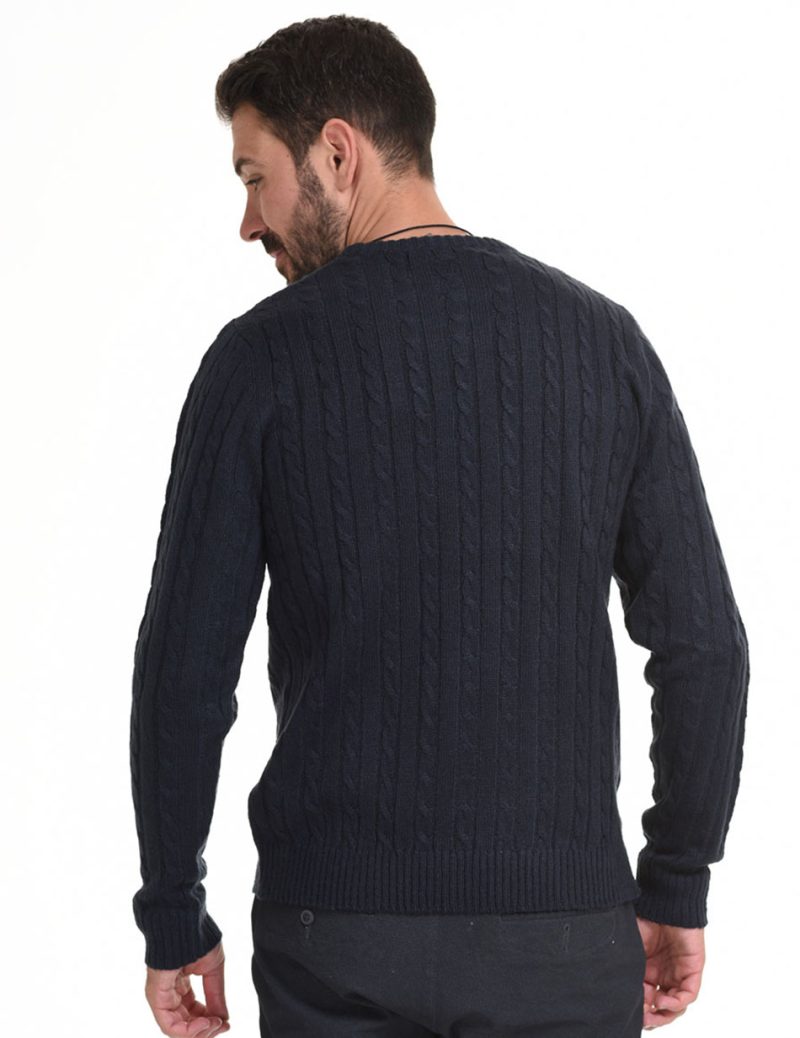 Smart fashion ανδρική πλεχτή  μπλούζα 44-206-004 NAVY - Image 3