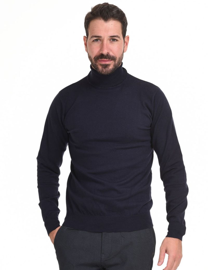 Smart fashion ανδρική πλεχτή  μπλούζα 44-206-023 NAVY