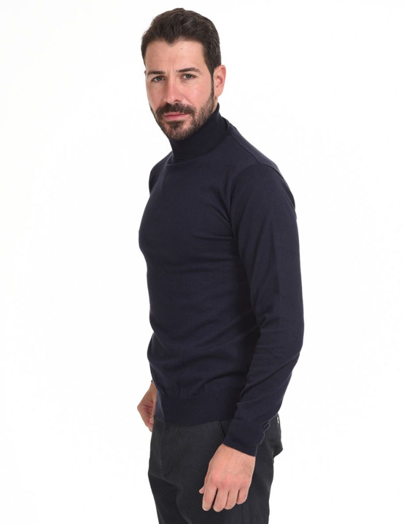 Smart fashion ανδρική πλεχτή  μπλούζα 44-206-023 NAVY - Image 2