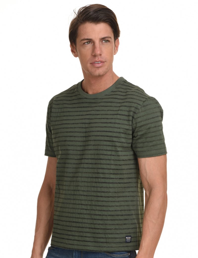 Biston fashion ανδρικό t-shirt 45-206-031 KHAKI STRIPED - Image 2