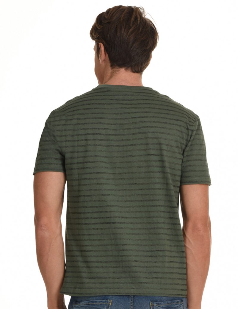 Biston fashion ανδρικό t-shirt 45-206-031 KHAKI STRIPED - Image 3