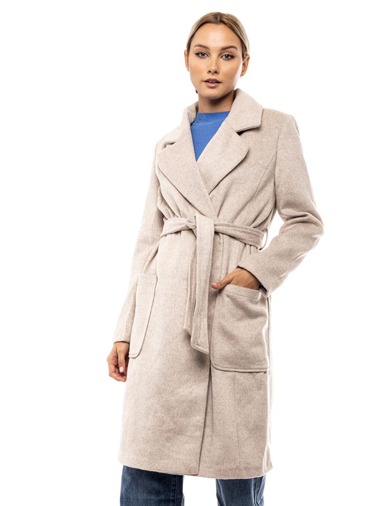 Biston fashion γυναικείο μακρύ παλτό 46-101-008 LT BEIGE