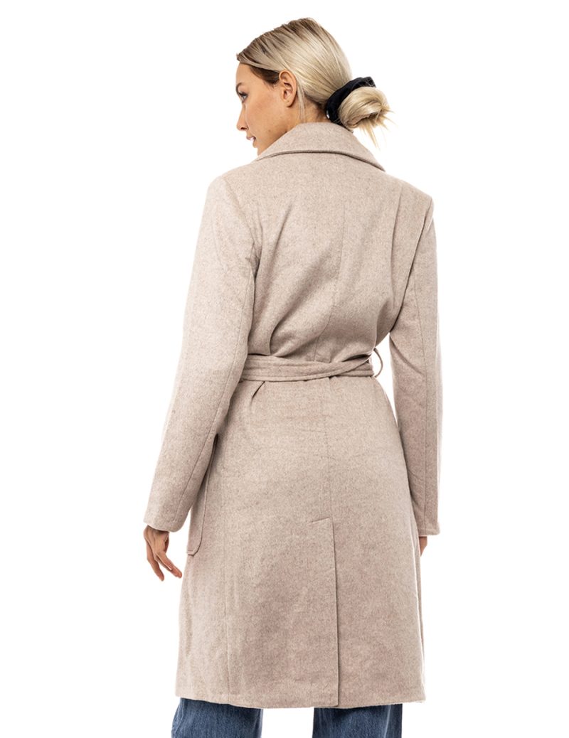 Biston fashion γυναικείο μακρύ παλτό 46-101-008 LT BEIGE - Image 3