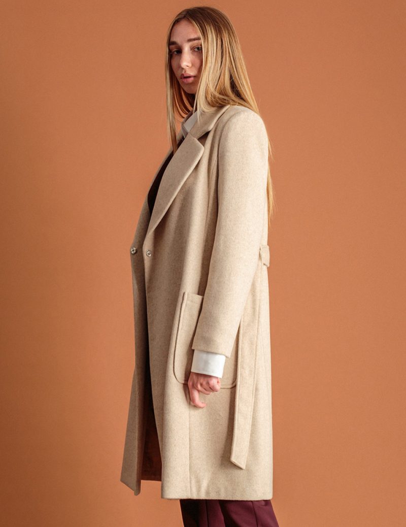 Biston fashion γυναικείο μακρύ παλτό 46-101-008 LT BEIGE - Image 4