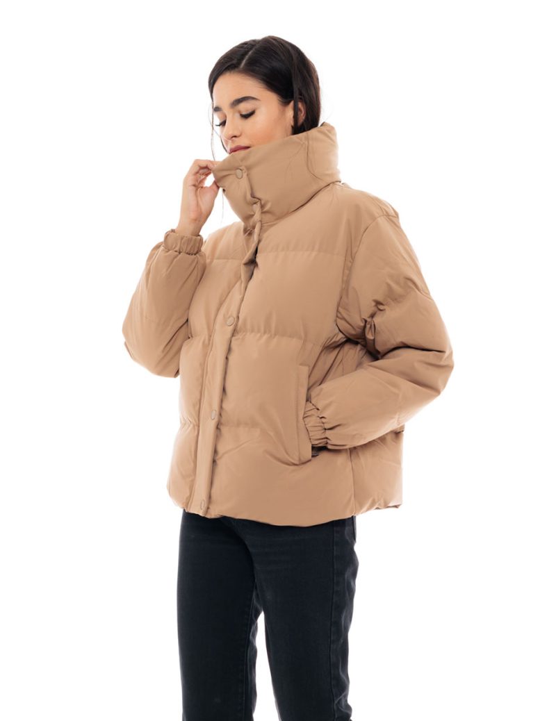 Splendid fashion γυναικείο κοντό μπουφάν με γιακά 48-101-071 CAMEL - Image 2