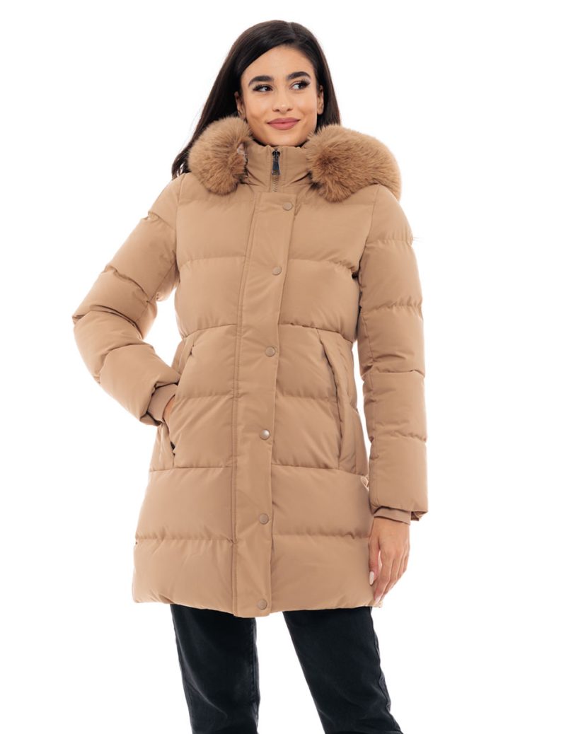 Biston fashion γυναικείο μακρύ μπουφάν 48-101-098C CAMEL