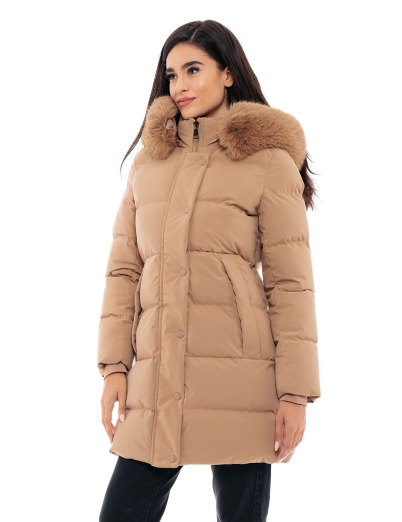 Biston fashion γυναικείο μακρύ μπουφάν 48-101-098C CAMEL - Image 2