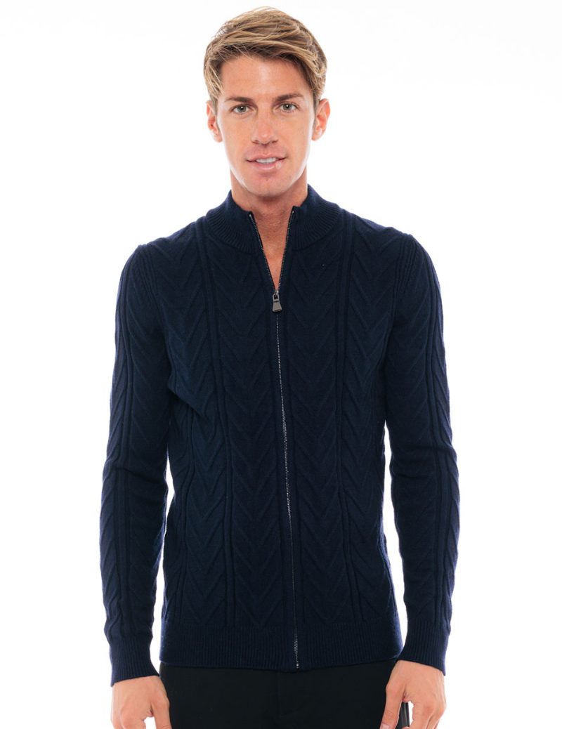Biston fashion ανδρική πλεκτή ζακέτα 48-206-031 NAVY