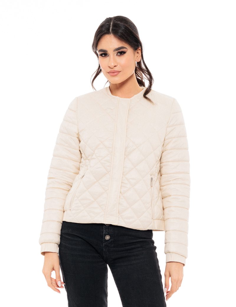 Splendid fashion γυναικείο μπουφάν χωρίς γιακά 49-101-003 BEIGE