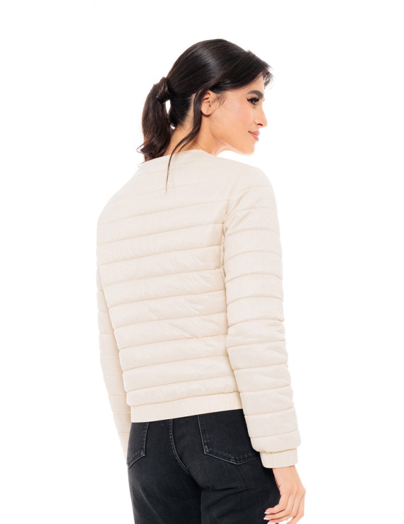 Splendid fashion γυναικείο μπουφάν χωρίς γιακά 49-101-003 BEIGE - Image 3