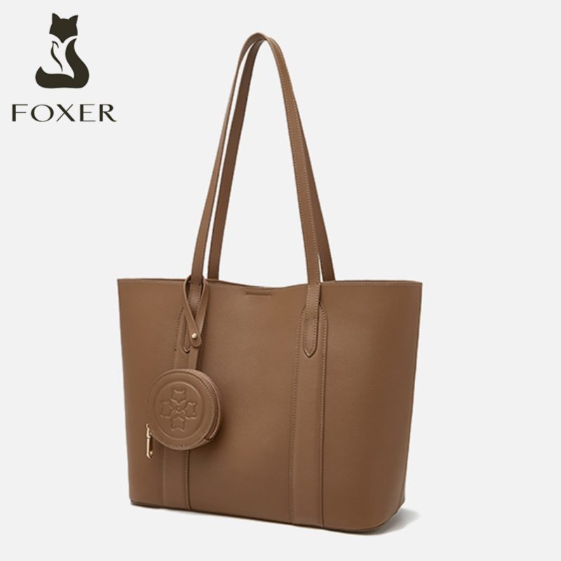 Δερμάτινη Γυναικεία Τσάντα Shopper  Ωμου SUPER ΠΡΟΣΦΟΡΑ Foxer 9136048F καφέ - Image 5