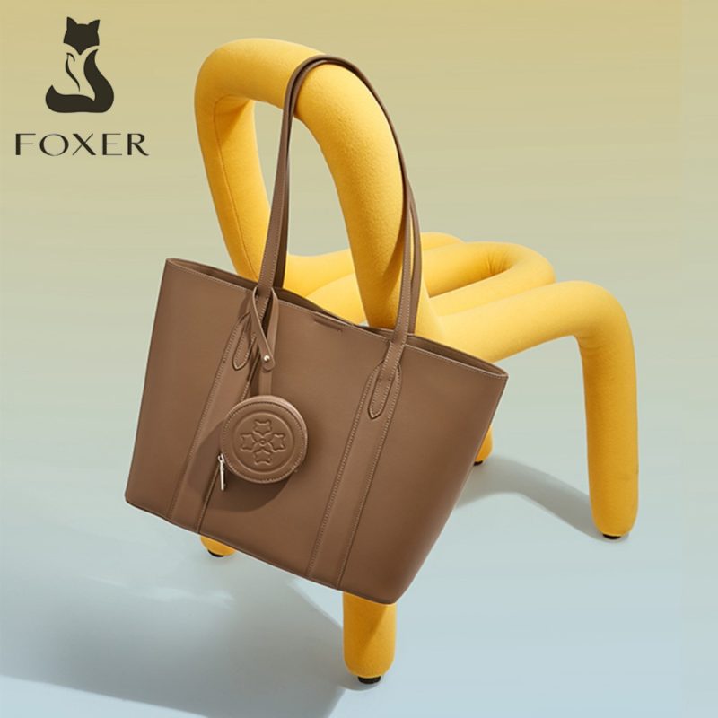Δερμάτινη Γυναικεία Τσάντα Shopper  Ωμου SUPER ΠΡΟΣΦΟΡΑ Foxer 9136048F καφέ - Image 2