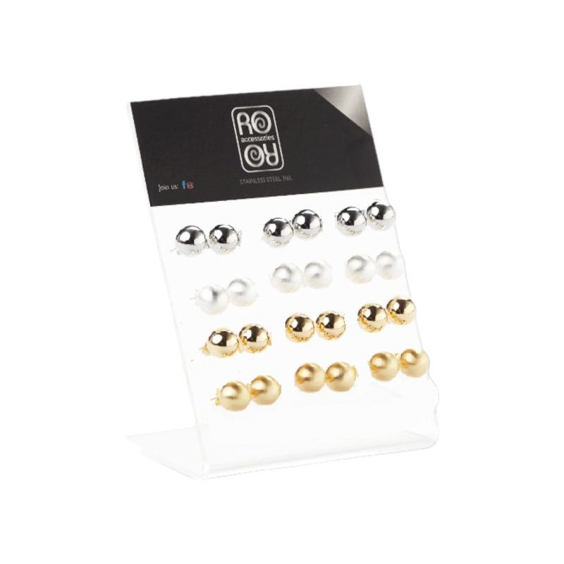 Σκουλαρίκια αυτιού Stainless steel matte & shinny 10 mm