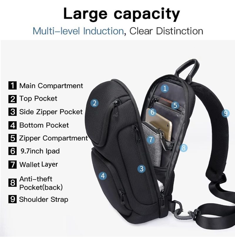 Τσαντάκι ώμου χιαστί crossbody Bange 7565 μαύρο - Image 5