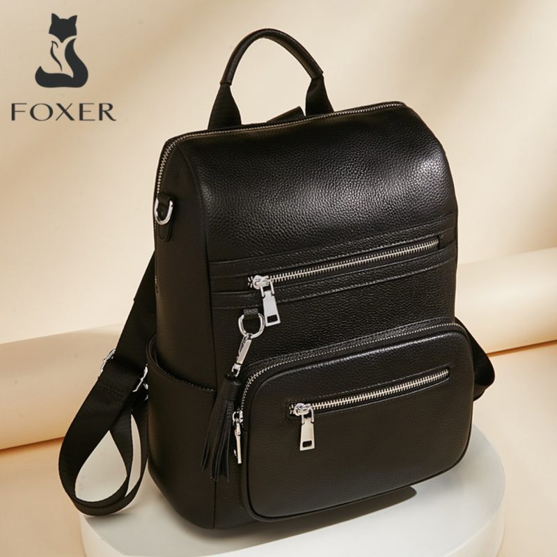 Δερμάτινo Γυναικείo Σακίδιο Πλάτης  Foxer 9135070F μαύρο - Image 4