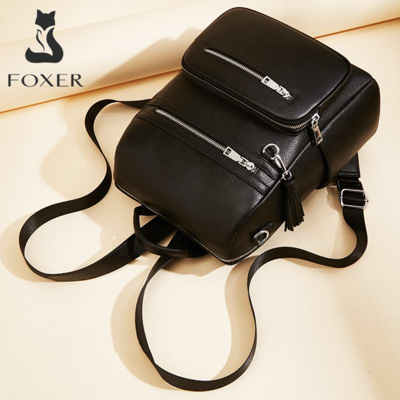 Δερμάτινo Γυναικείo Σακίδιο Πλάτης  Foxer 9135070F μαύρο - Image 5
