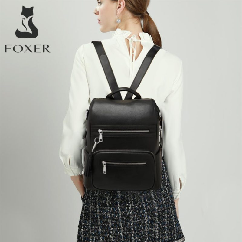 Δερμάτινo Γυναικείo Σακίδιο Πλάτης  Foxer 9135070F μαύρο - Image 3