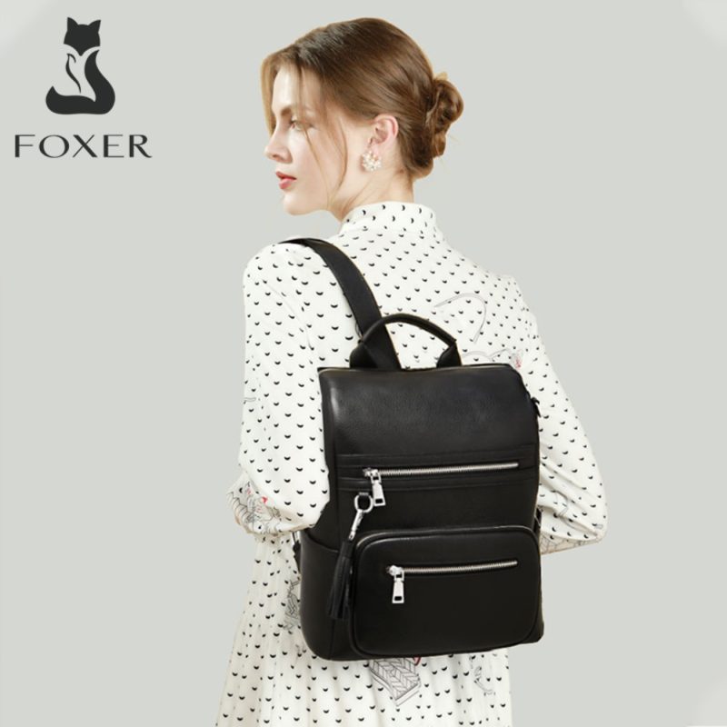 Δερμάτινo Γυναικείo Σακίδιο Πλάτης  Foxer 9135070F μαύρο - Image 2
