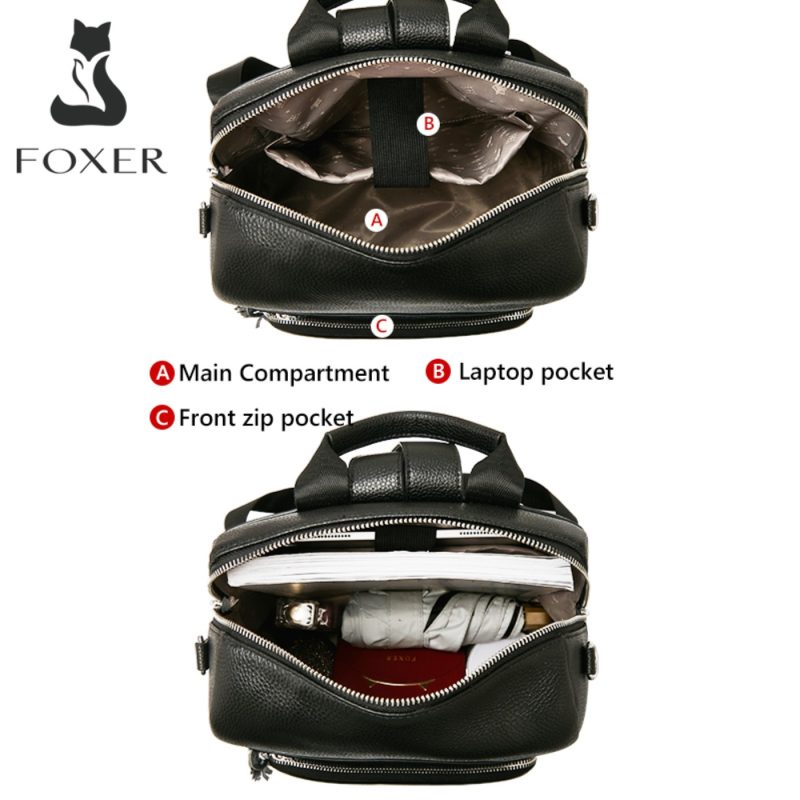 Δερμάτινo Γυναικείo Σακίδιο Πλάτης  Foxer 9135070F μαύρο - Image 7
