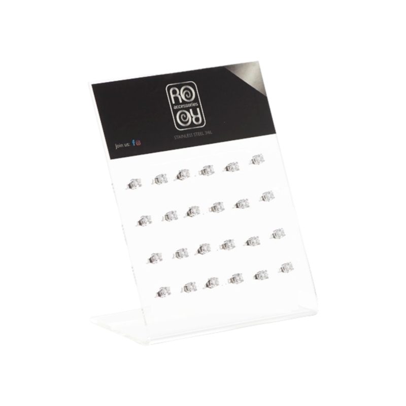 Σκουλαρίκια αυτιού Stainless steel με zircon 3 mm ασημί
