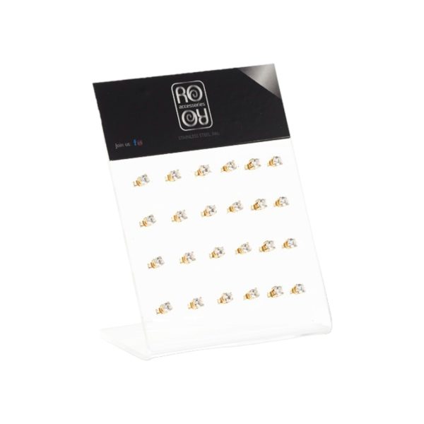 Σκουλαρίκια αυτιού Stainless steel με zircon 3 mm χρυσό