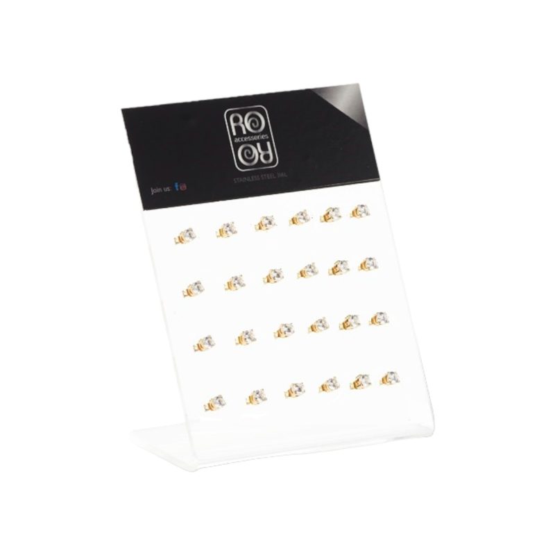 Σκουλαρίκια αυτιού Stainless steel με zircon 3 mm χρυσό