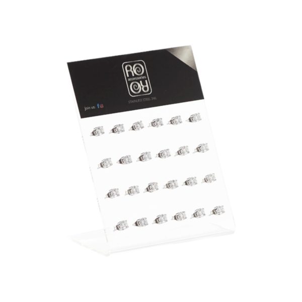 Σκουλαρίκια αυτιού Stainless steel με zircon 5 mm ασημί