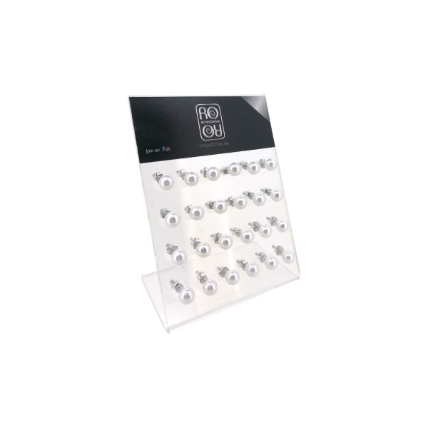 Σκουλαρίκια αυτιού Stainless steel πέρλα  8mm