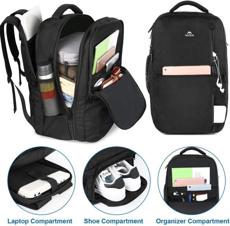 Σακίδιο πλάτης 40L Travel 17” Matein 1197 μαύρο - Image 6
