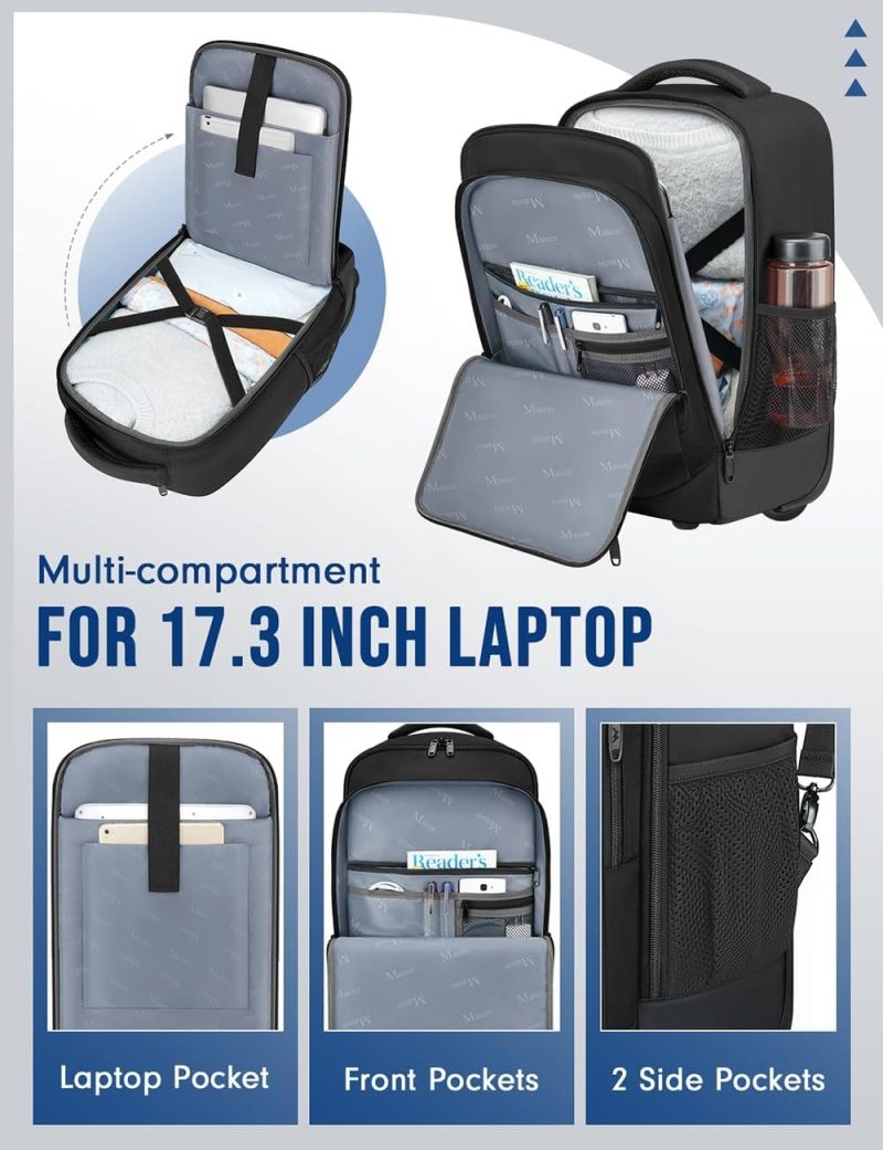 Σακίδιο πλάτης Τροχήλατο  45L Laptop 17,3” Matein 1433 μαύρο - Image 6