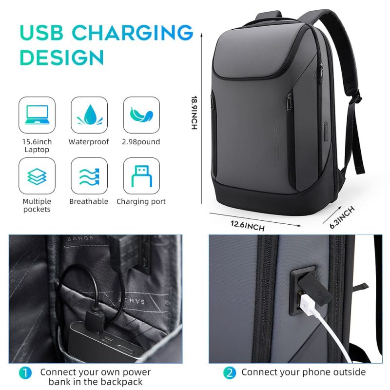 Σακίδιο πλάτης 24L Laptop 15,6” Bange 2517 γκρί - Image 3