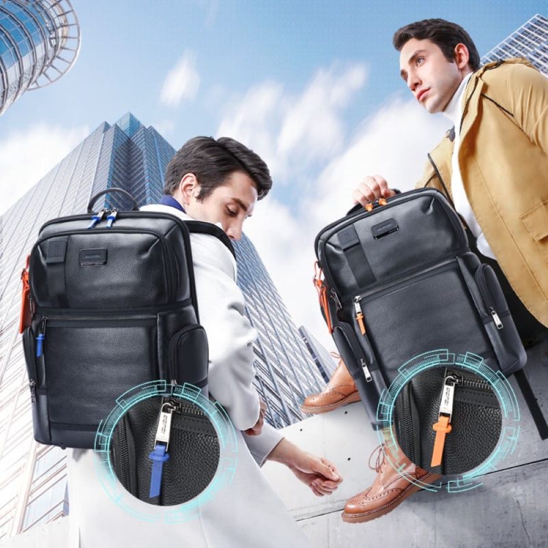 Δερμάτινο Σακίδιο πλάτης Αντικλεπτικό 28L Laptop 17,3” Bopai 61-121971 μαύρο - Image 3
