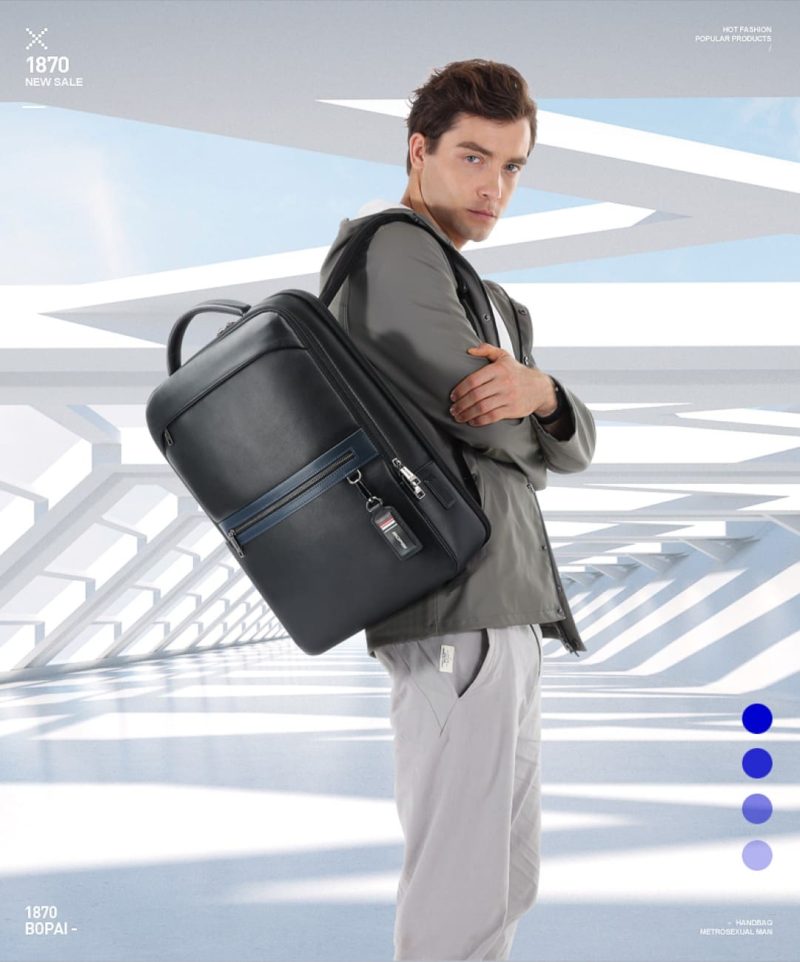 Δερμάτινο Σακίδιο πλάτης Αντικλεπτικό 24L Laptop 15,6” Bopai 61-122101 μαύρο - Image 3