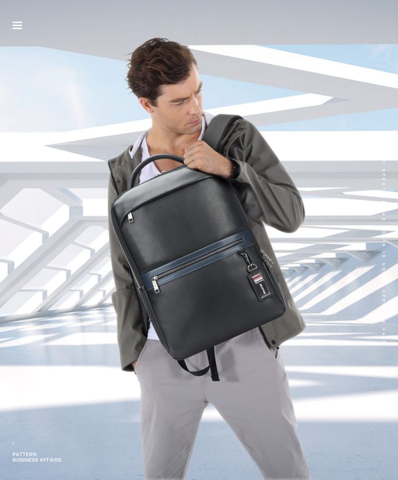 Δερμάτινο Σακίδιο πλάτης Αντικλεπτικό 24L Laptop 15,6” Bopai 61-122101 μαύρο - Image 2