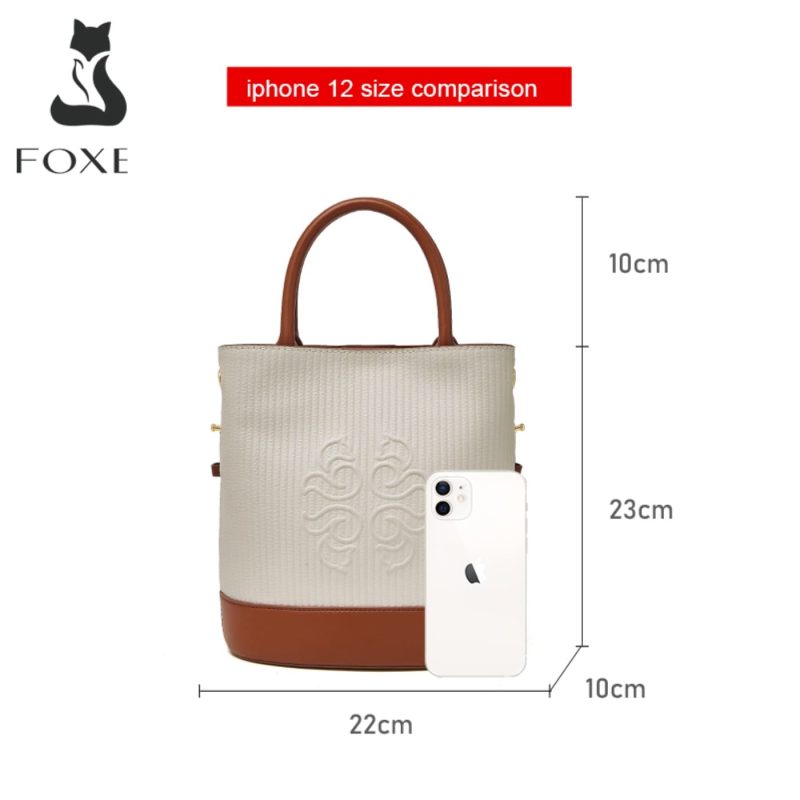 Δερμάτινη Γυναικεία Τσάντα Χειρός/Ώμου Tote Foxer 9136058F άσπρο - Image 4