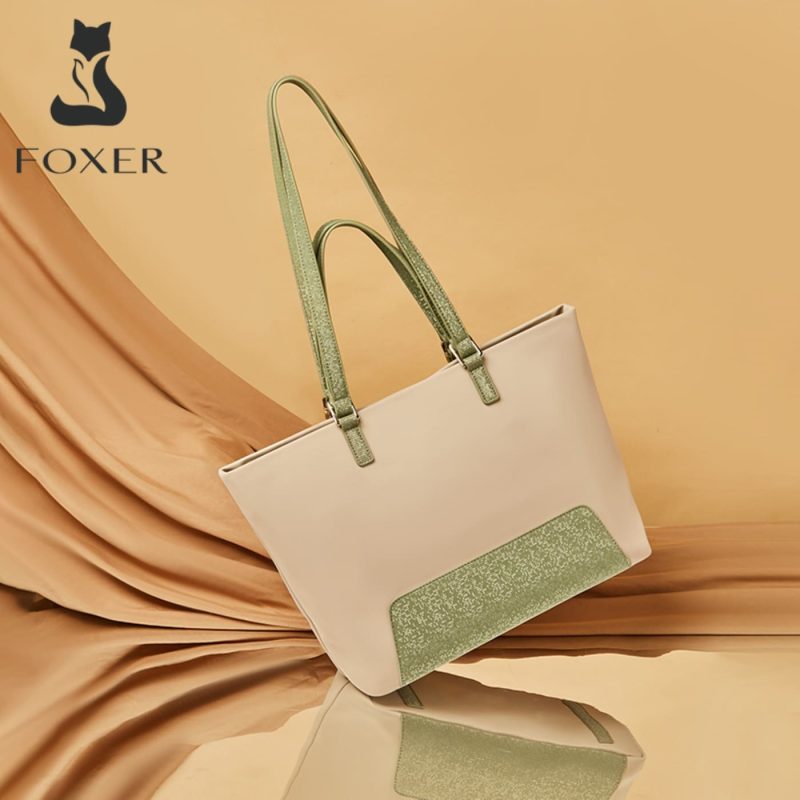 Υφασμάτινη Γυναικεία Τσάντα Shopper  Ωμου Foxer 9136060F μπέζ - Image 2